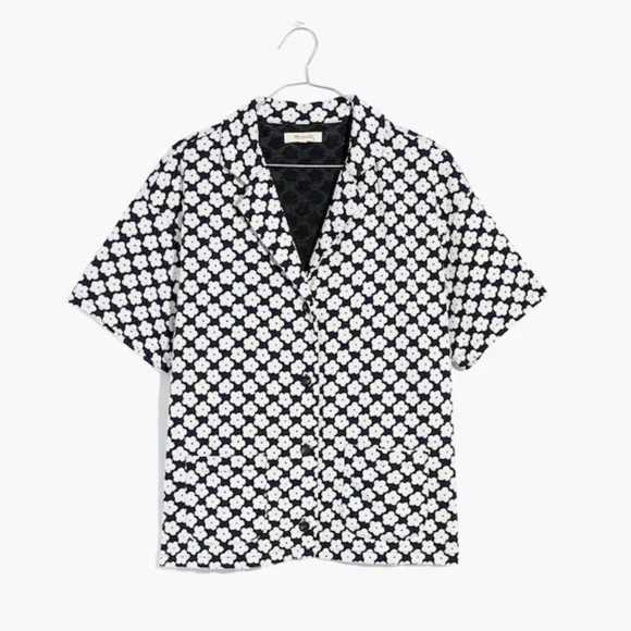 Madewell Floral Check Jacquard Knit Camp Shirt NWT size XL - Picture 1 of 9